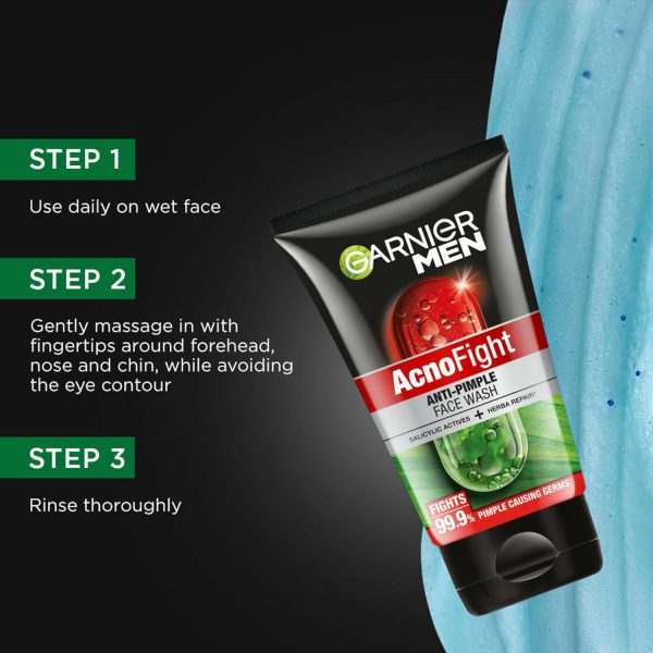 Garnier Men, Anti-Pimple Face Wash, Repairs Skin & Balances Oils, AcnoFight, 50g - Image 2