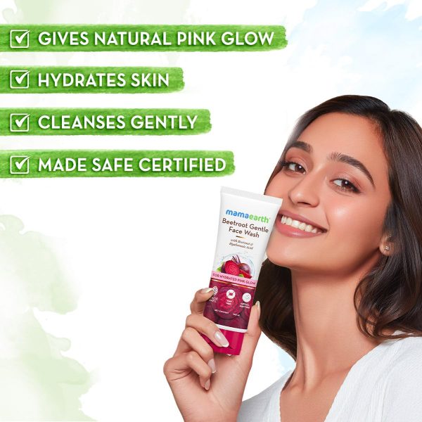 Mamaearth Beetroot Gentle Face Wash&Hyaluronic Acid For Hydrated Pink Glow -100Ml - Image 3
