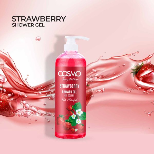 COSMO Temptation Shower Gel – Strawberry 1000ML - Image 3