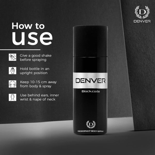 DENVER Black Code Deo - 150ML | Long Lasting Deodorant Body Spray for Men - Image 4