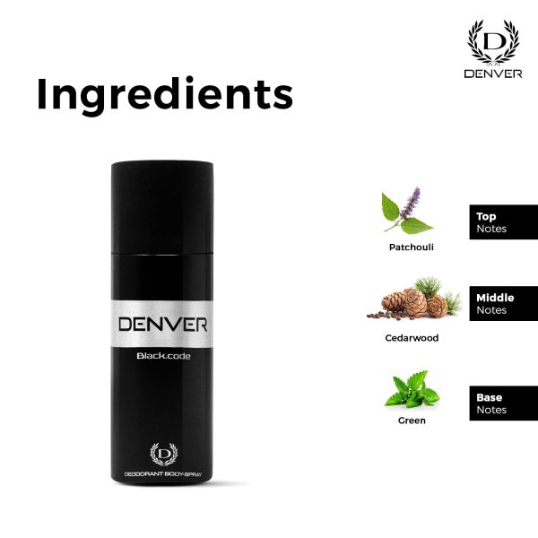 DENVER Black Code Deo - 150ML | Long Lasting Deodorant Body Spray for Men - Image 2