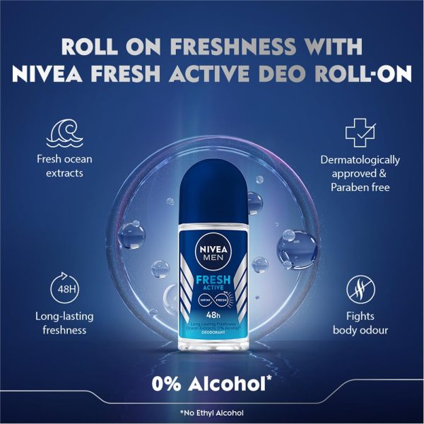 NIVEA MEN Fresh Active 50ml Deo Roll On - Image 3