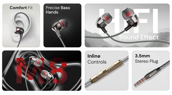 KDM M8 Wired In Ear Earphone with Mic - Image 4
