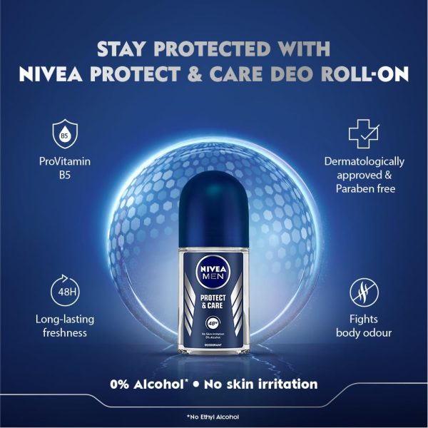 NIVEA Men Fresh Woody Protect And Care Roll On, 50Ml, Pack Of 1 - Image 4