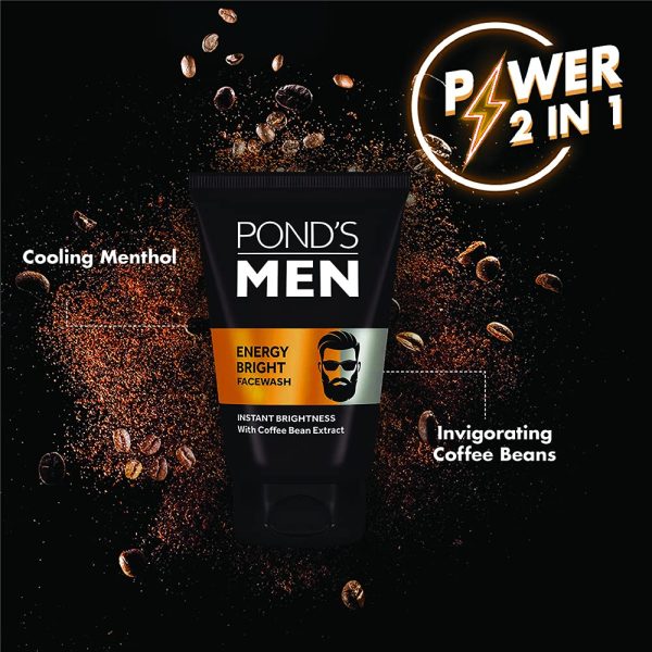 Pond's Men Energy Bright Anti-Dullness Facewash With Coffee Bean, 50 g - Image 3
