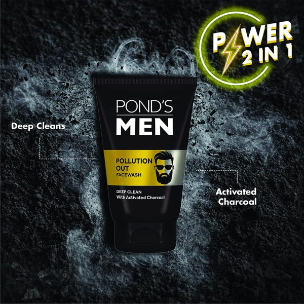 Pond's Men Pollution Out Activated Charcoal Deep Clean Facewash, 50 g - Image 3