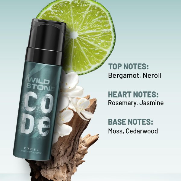 Wild Stone Fresh Code Steel Long Lasting No Gas Body Perfume Spray For Men - Image 3