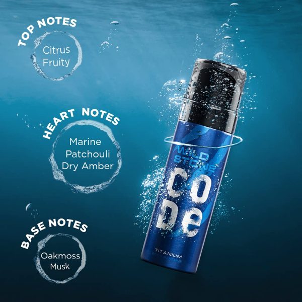 WILD STONE CODE Titanium Long Lasting No Gas Body Perfume For Men - Image 4