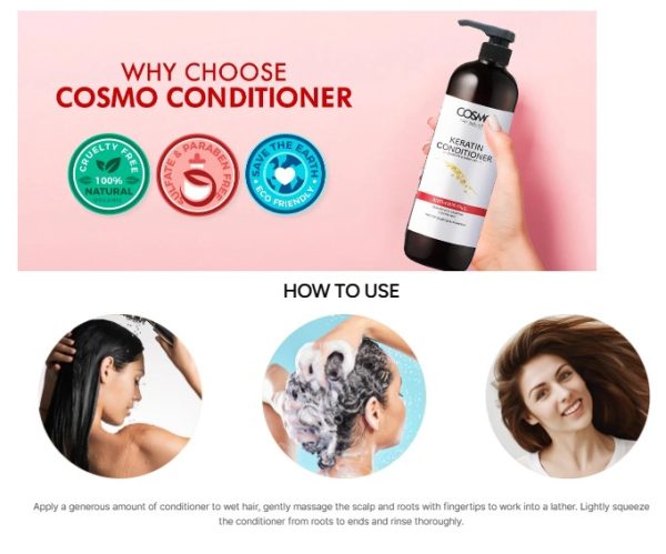 COSMO Anti-Hair Fall - Keratin Conditioner 480ML - Image 2