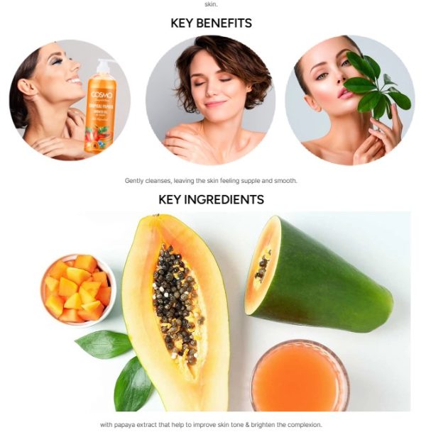 COSMO Temptation Shower Gel - Papaya 480ML - Image 3