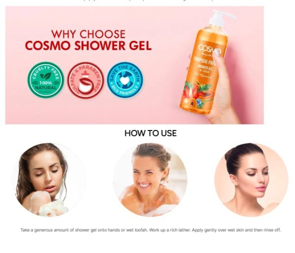 COSMO Temptation Shower Gel - Papaya 480ML - Image 2