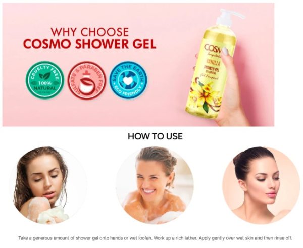 COSMO Temptation Shower Gel - Wild Vanilla - 450ML - Image 3
