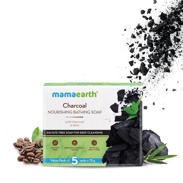 Mamaearth Charcoal Nourishing Soap With Charcoal and Mint for Deep Cleansing – 5x75g - Image 6