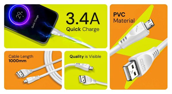 KDM Micro (V8) USB Cable 2 A 2 m KC-20 Ultra ( 3.4 A ) - Image 2