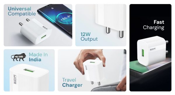 KDM KM-CH11 2.4 A Fast Charger With Cable (White)V8 Micro - Image 3