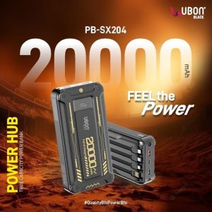 UBON PB-SX205 Power Hub 2.0 with 20,000mAh, Built-In Cables, and Fast Charging - 6 Month Warranty