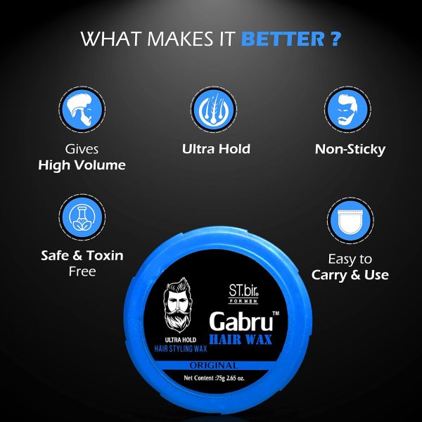 Gabru Hair Wax For Men | Ultra Hold Hair Styling Wax 75g - Image 3