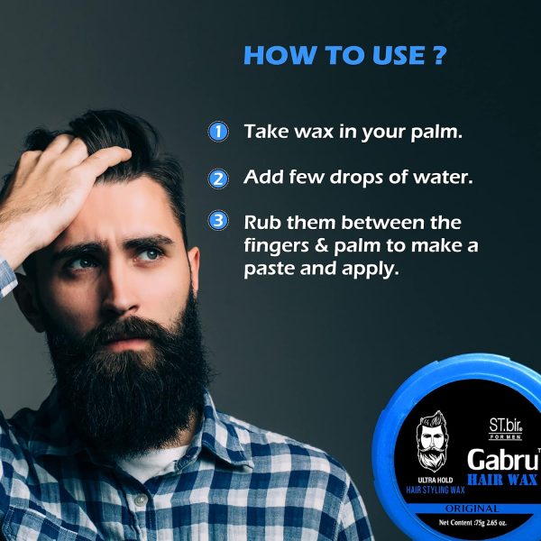Gabru Hair Wax For Men | Ultra Hold Hair Styling Wax 75g - Image 2