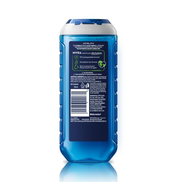 NIVEA MEN Vitality Fresh 250ml Body Wash| Shower Gel for Face, Body & Hair - Image 2