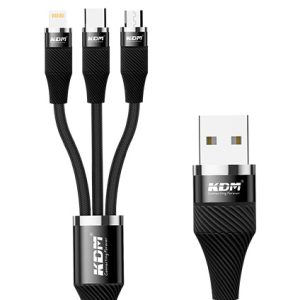 dm K4 Multifunction Fast Charging Cable For Android, Ios And Type C Devices, 3 In 1 Charging Cable, 3A, (3 Feet)