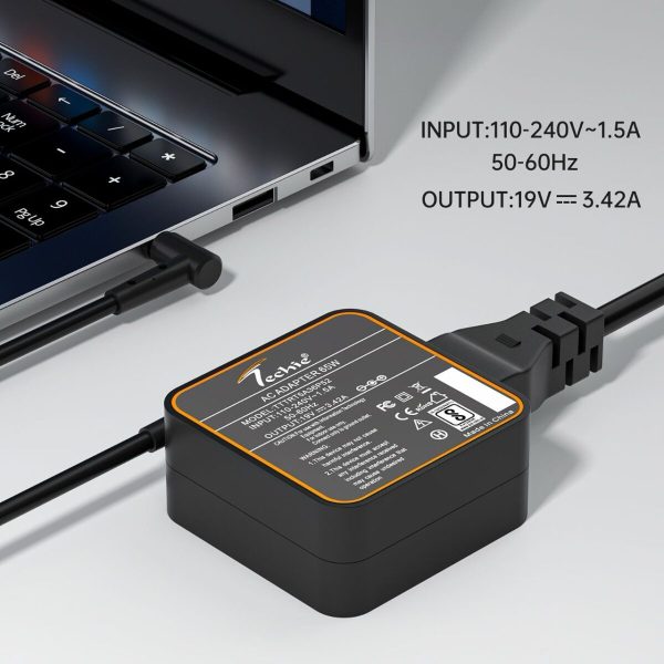 Techie 65W Laptop Charger for Asus A556U, Chromebook C202S, Transformer 4 Pro, VivoBook 14 F412, 17 S712 Series (19V, 3.42A) 4.0*1.35MM