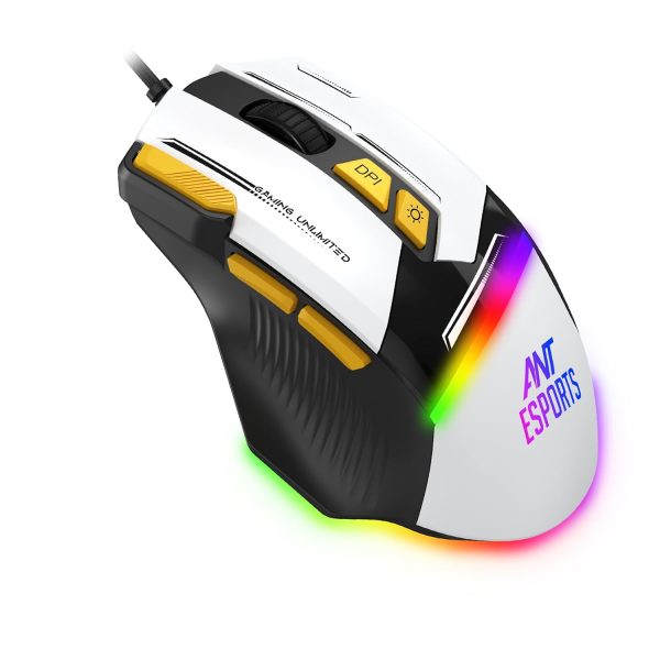 Ant Esports GM333 RGB Wired High End Optical Ergonomic Gaming Mouse with 12800 DPI 1.5M Braided Cable Comes with Latest Inbuilt Software Huano Switches with Rubber Coated Top Cover - Black/Red/Yellow - Image 12