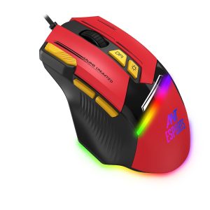 Ant Esports GM333 RGB Wired High End Optical Ergonomic Gaming Mouse with 12800 DPI 1.5M Braided Cable Comes with Latest Inbuilt Software Huano Switches with Rubber Coated Top Cover - Black/Red/Yellow