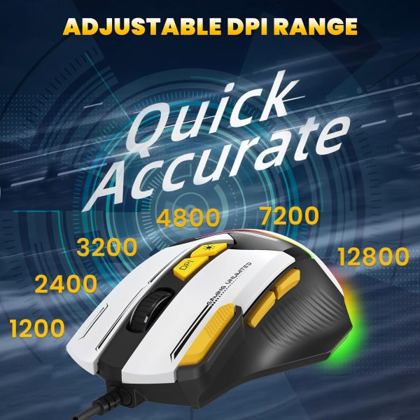 Ant Esports GM333 RGB Wired High End Optical Ergonomic Gaming Mouse with 12800 DPI 1.5M Braided Cable Comes with Latest Inbuilt Software Huano Switches with Rubber Coated Top Cover - Black/Red/Yellow - Image 8