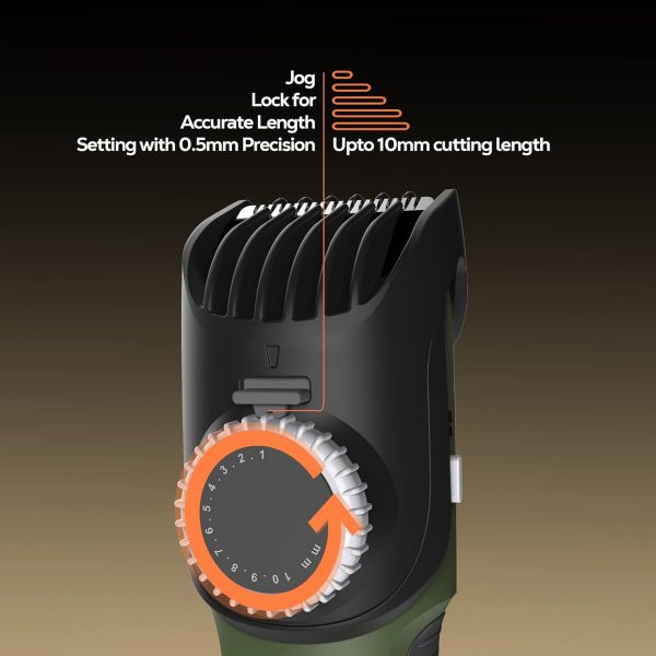 Syska HT450 90mins Corded & Cordless Beard Trimmer, Shaver and Electric Razor for Men (Apache Green) - Image 4