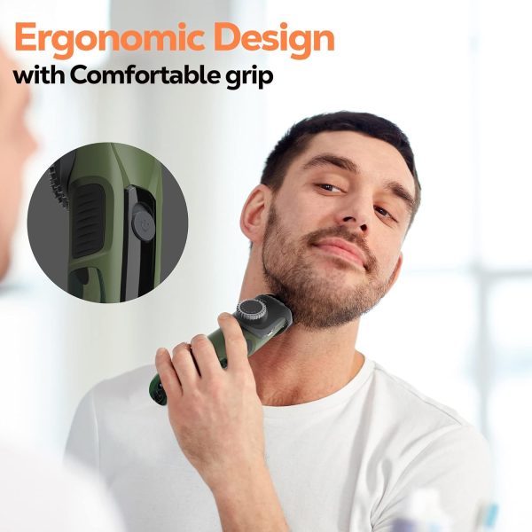Syska HT450 90mins Corded & Cordless Beard Trimmer, Shaver and Electric Razor for Men (Apache Green) - Image 7