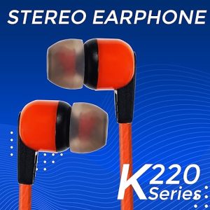 KDM K220 Wired Stereo Earphone with Mic (Red,Grey,Yellow)