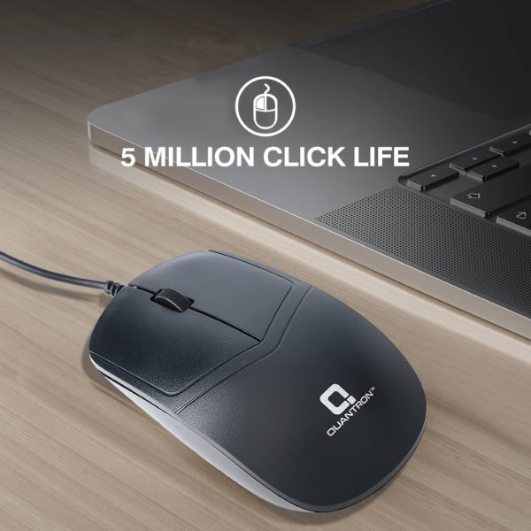 QUANTRON Clicker QMU-535 USB Wired Mouse, ABS Plastic Material, DPI 1000, 1.1Mtrs Cable length - Image 4