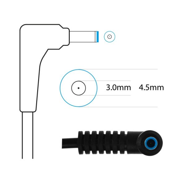 Techie 45W HP Laptop Charger Blue Pin(19.5V, 2.31A) 4.5*3.0MM - Image 3