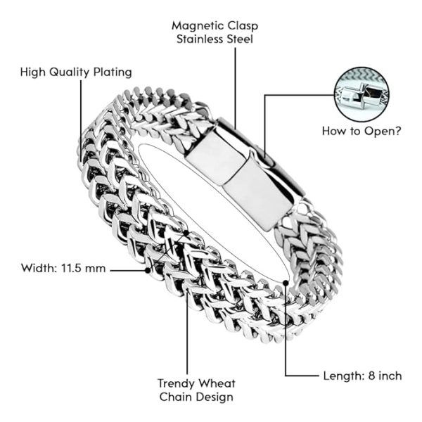 Titanium Steel Bracelet with Magnetic Buckle for Men & Boy (8 inch) - Image 4