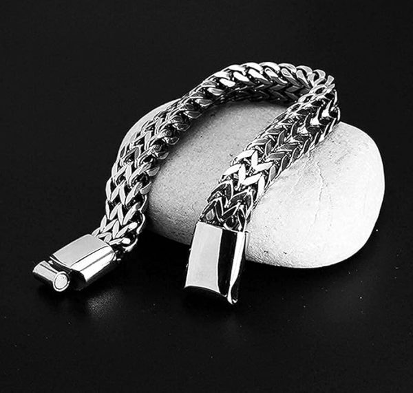 Titanium Steel Bracelet with Magnetic Buckle for Men & Boy (8 inch) - Image 2