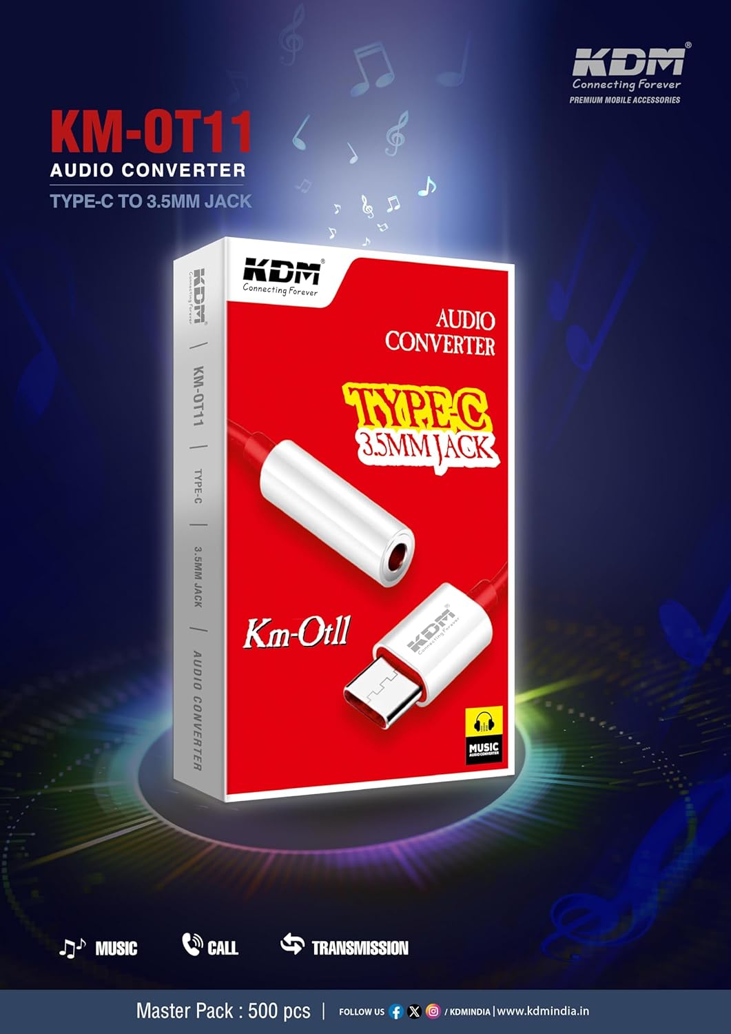 KDM Type C to 3.5MM Audio Jack Connector KM-OT11