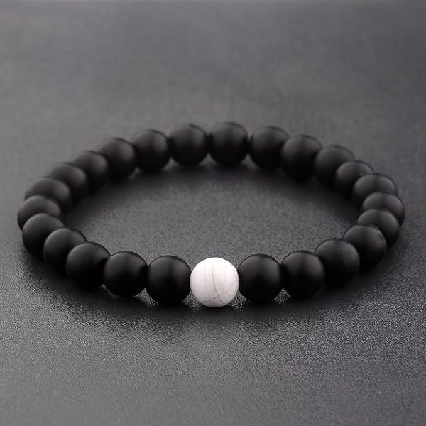Fashion Frill Stylish Couple Bracelets Black and White Marble Matte Plan - Image 7
