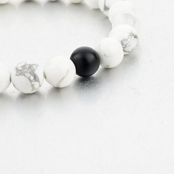 Fashion Frill Stylish Couple Bracelets Black and White Marble Matte Plan - Image 2
