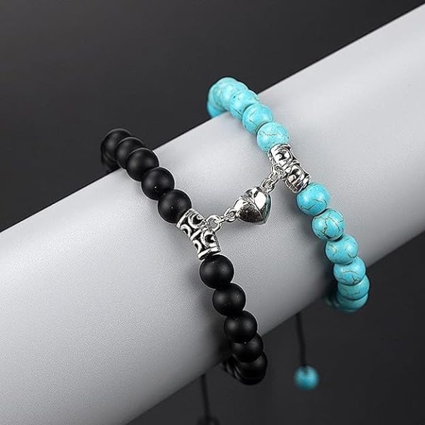 Fashion Frill Stylish Couple Magnetic Bracelets Blue & Black For Women Men Boys Girls - Image 3