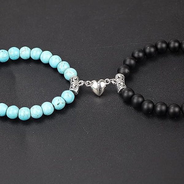 Fashion Frill Stylish Couple Magnetic Bracelets Blue & Black For Women Men Boys Girls - Image 4