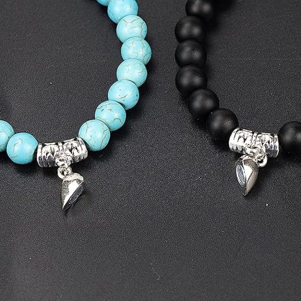 Fashion Frill Stylish Couple Magnetic Bracelets Blue & Black For Women Men Boys Girls - Image 5