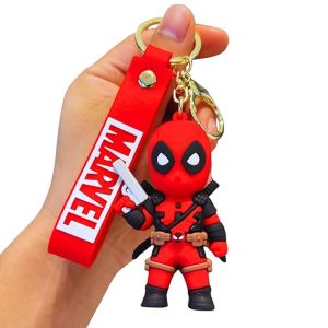 Dead Pool with Gun Keychain & Keyring for Kids Premium Marvel Silicone Keychains Accessories for Boy | Girl