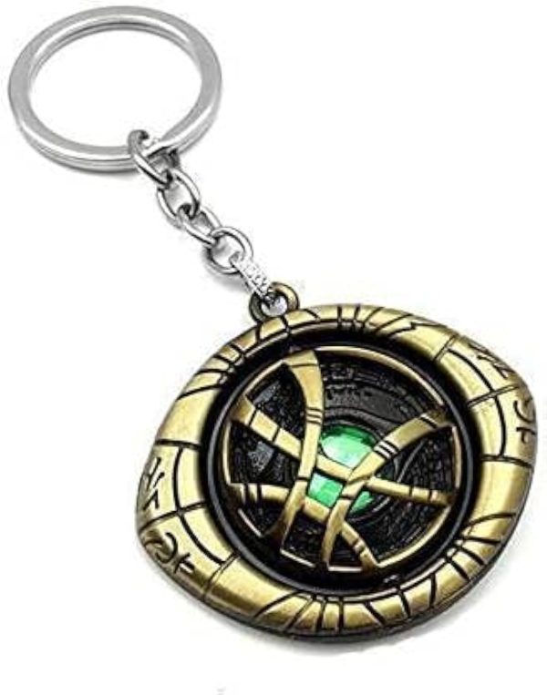 Dr Strange Revolving Green Stone Eye Design KeyChain and Key Ring