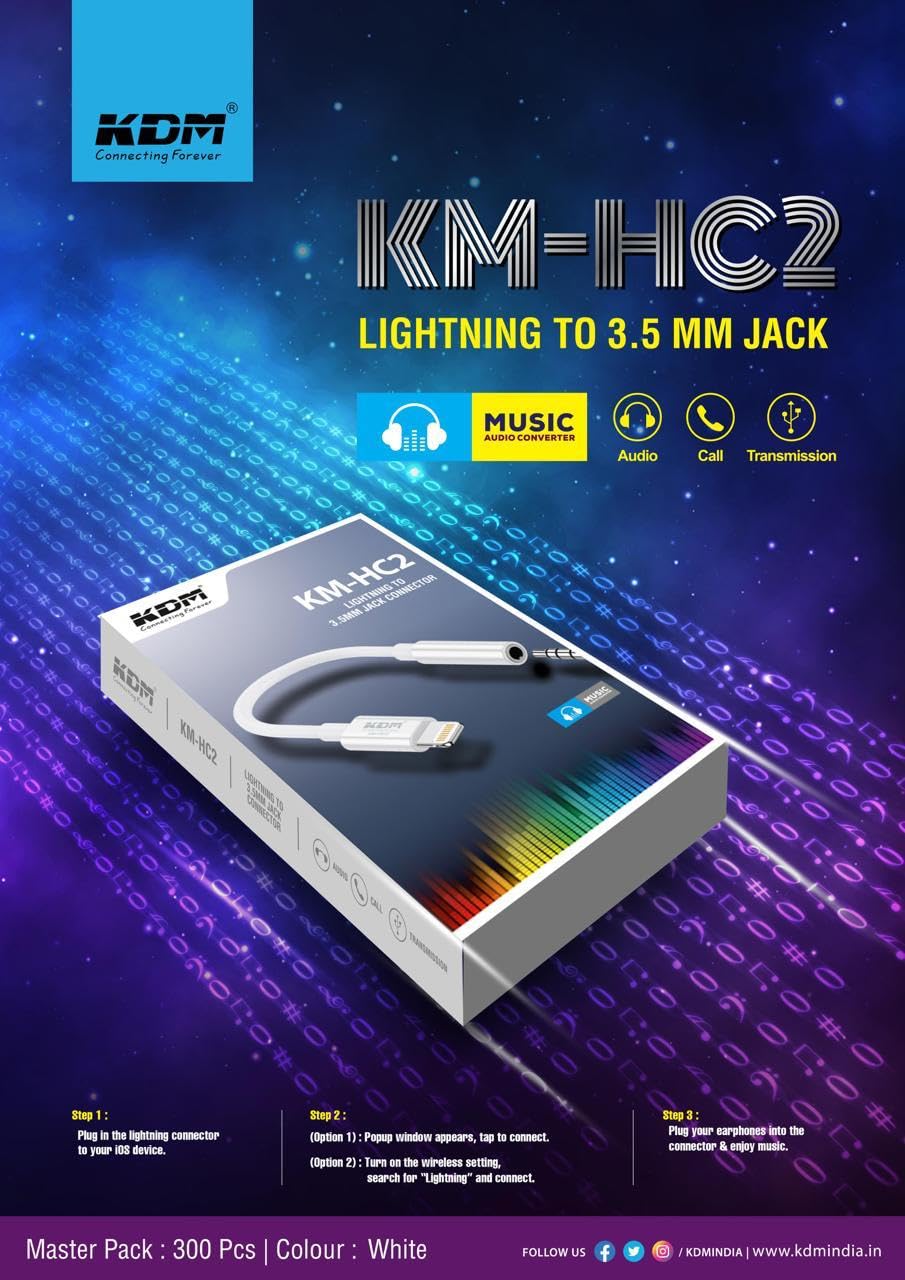KDM KM-HC2 Lightning to 3.5MM Audio Jack