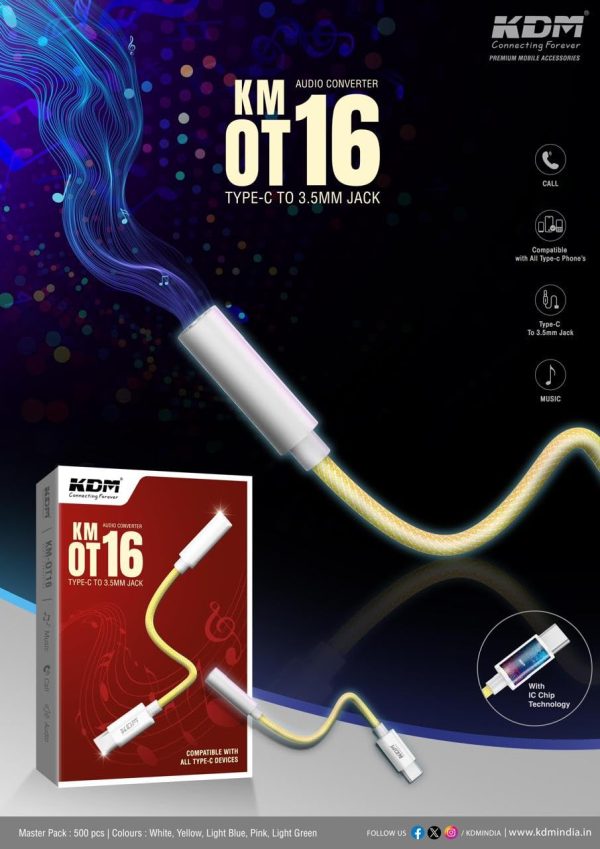KDM Type C to 3.5MM Audio Jack Connector KM-OT16