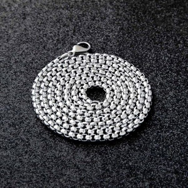 THE MEN THING BLACK ROUND BOX - 3mm Chain Stainless Steel 24 inch Necklace for Men & Boys - Image 2
