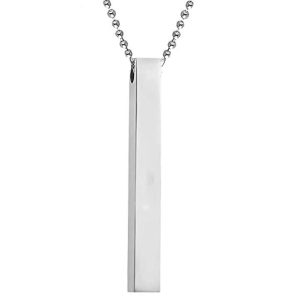 Men's Jewellery 3D Cuboid Vertical Bar/Stick Stainless Steel Locket Pendant Necklace for Boys