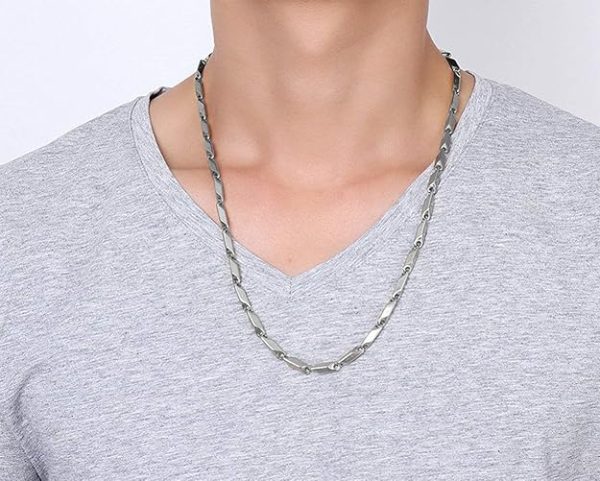 Silver Stainless Steel Rice Chain for Men and Boys - Image 4